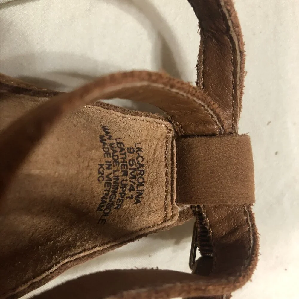 Lucky Brand brand new leather Carolina strappy espadrille wedge sandals 9.5 - Picture 8 of 9
